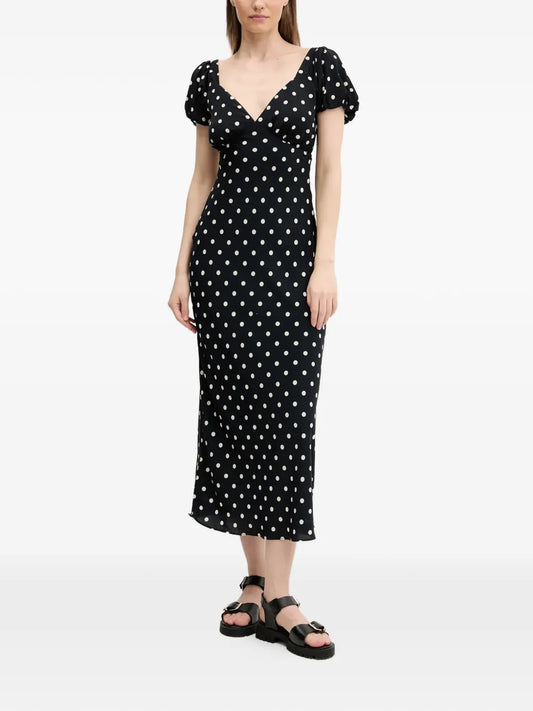 Abercrombie Fitch Polka Dot Tie Midi Dress