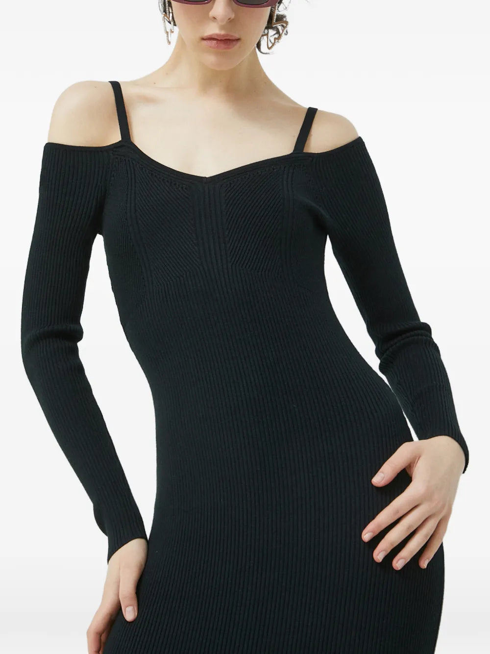 Abercrombie Fitch Off Shoulder V Neck Midi Dress