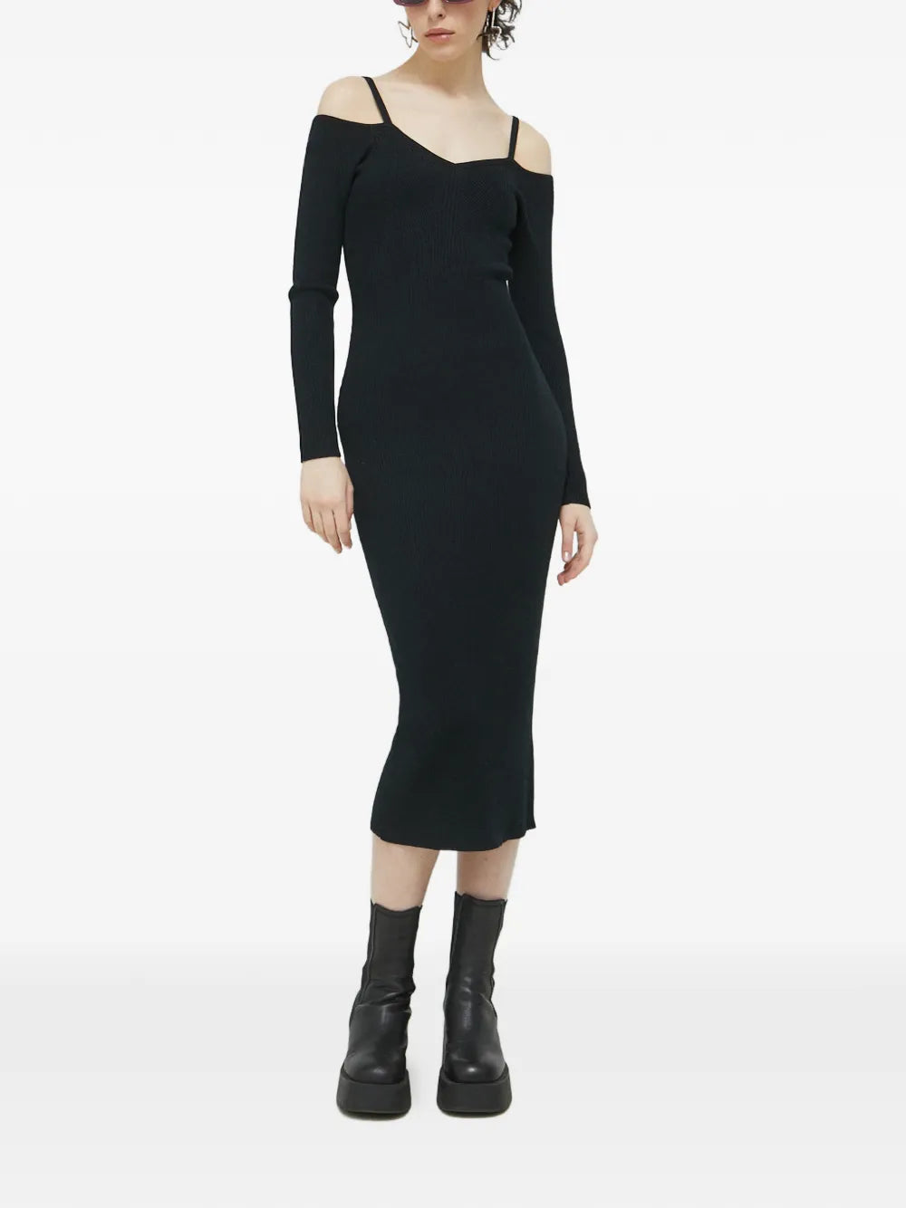Abercrombie Fitch Off Shoulder V Neck Midi Dress