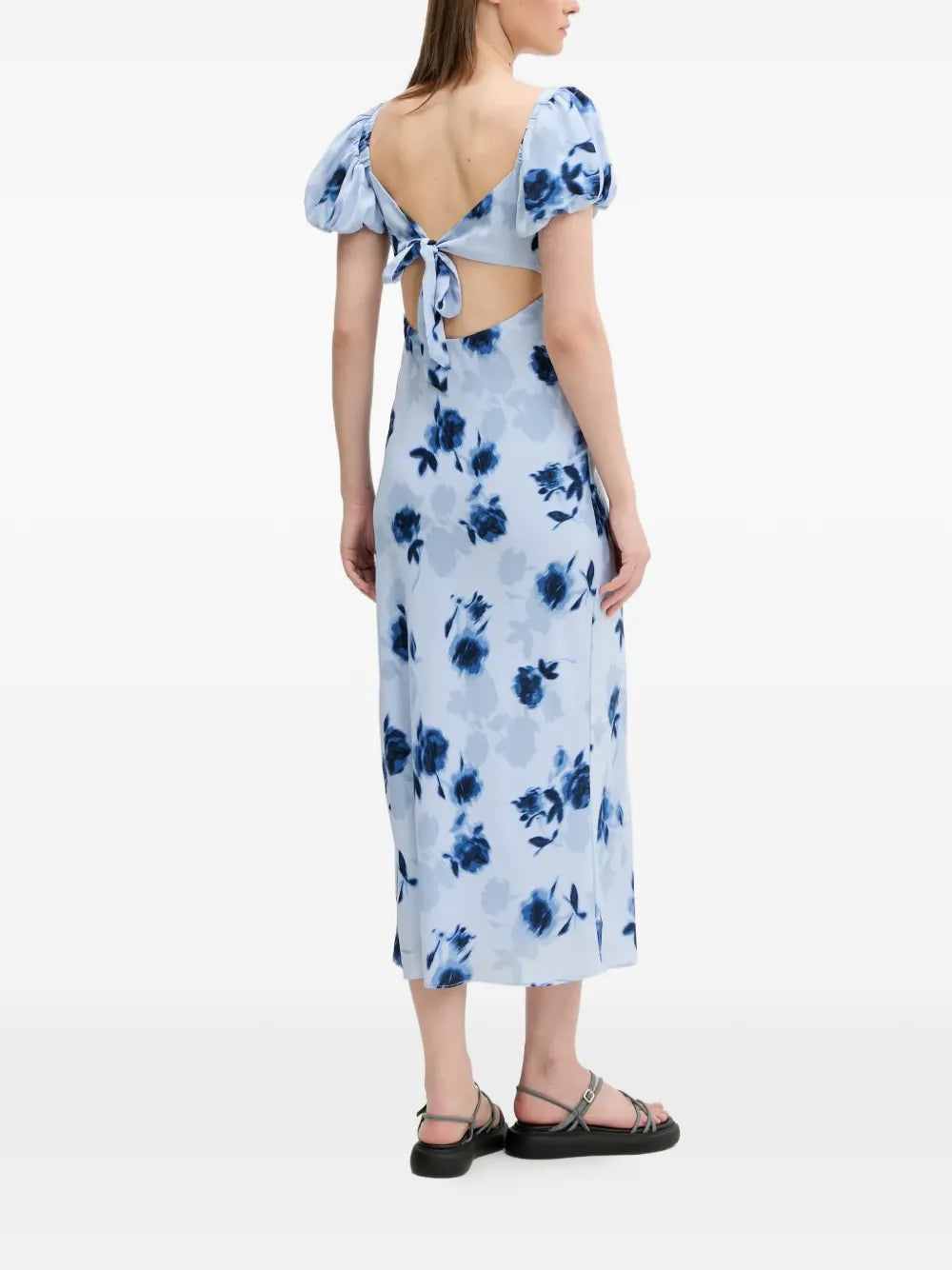 Abercrombie Fitch Floral Print Puff Sleeve Midi Dress