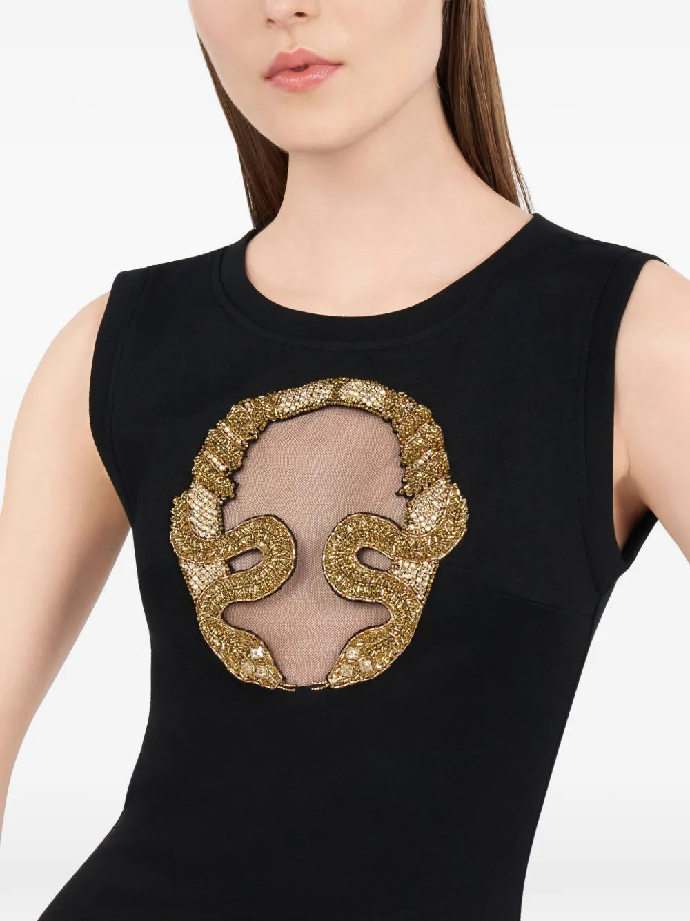 Roberto Cavalli Embroidered Cut Out Midi Dress