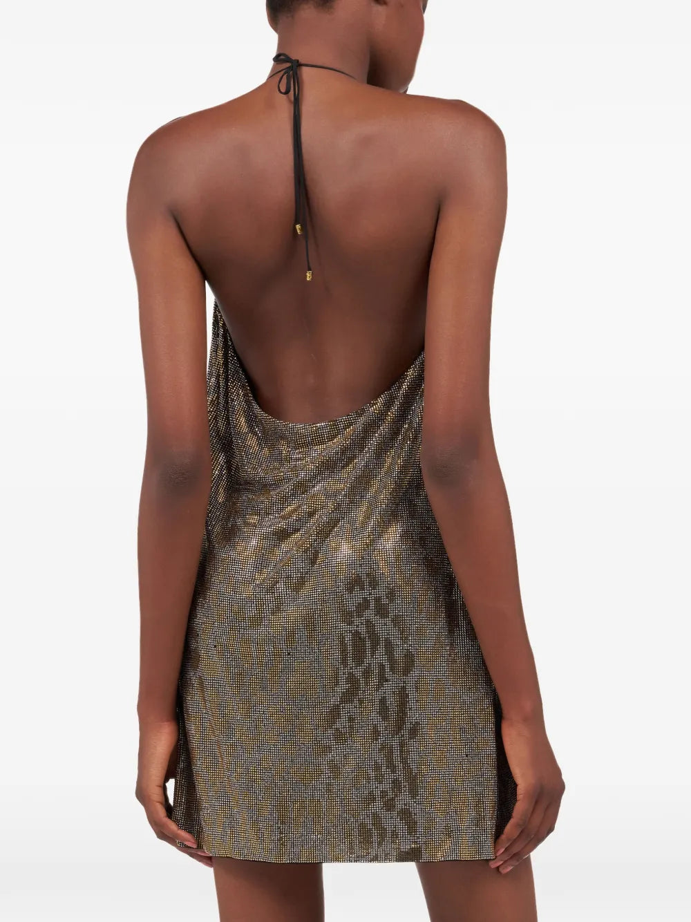 Roberto Cavalli Rhinestones V Neck Mini Dress