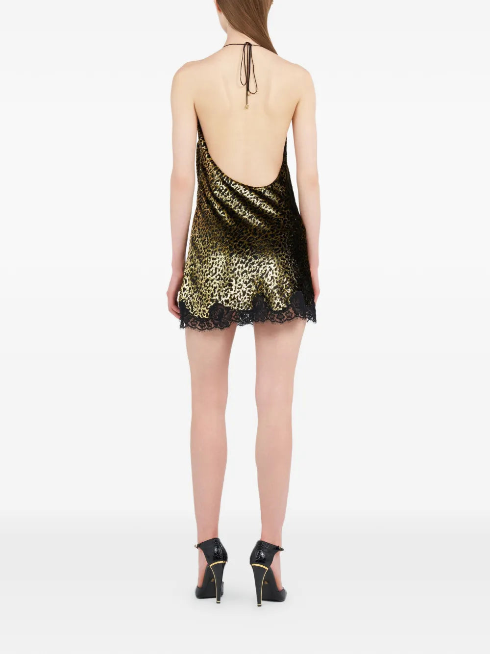 Roberto Cavalli Leopard Print Lace Slip Dress