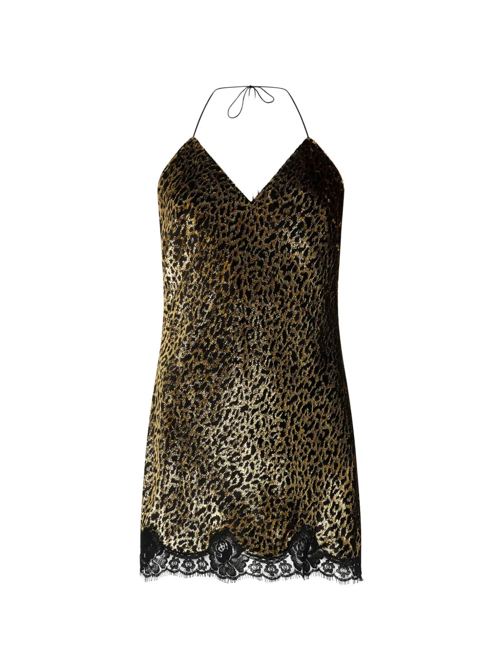 Roberto Cavalli Leopard Print Lace Slip Dress