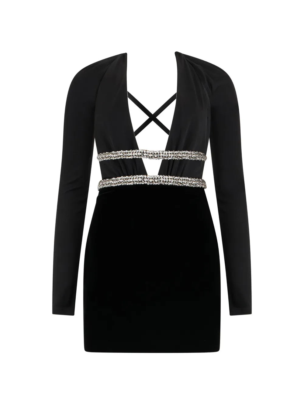 Roberto Cavalli Embellished V Neck Mini Dress