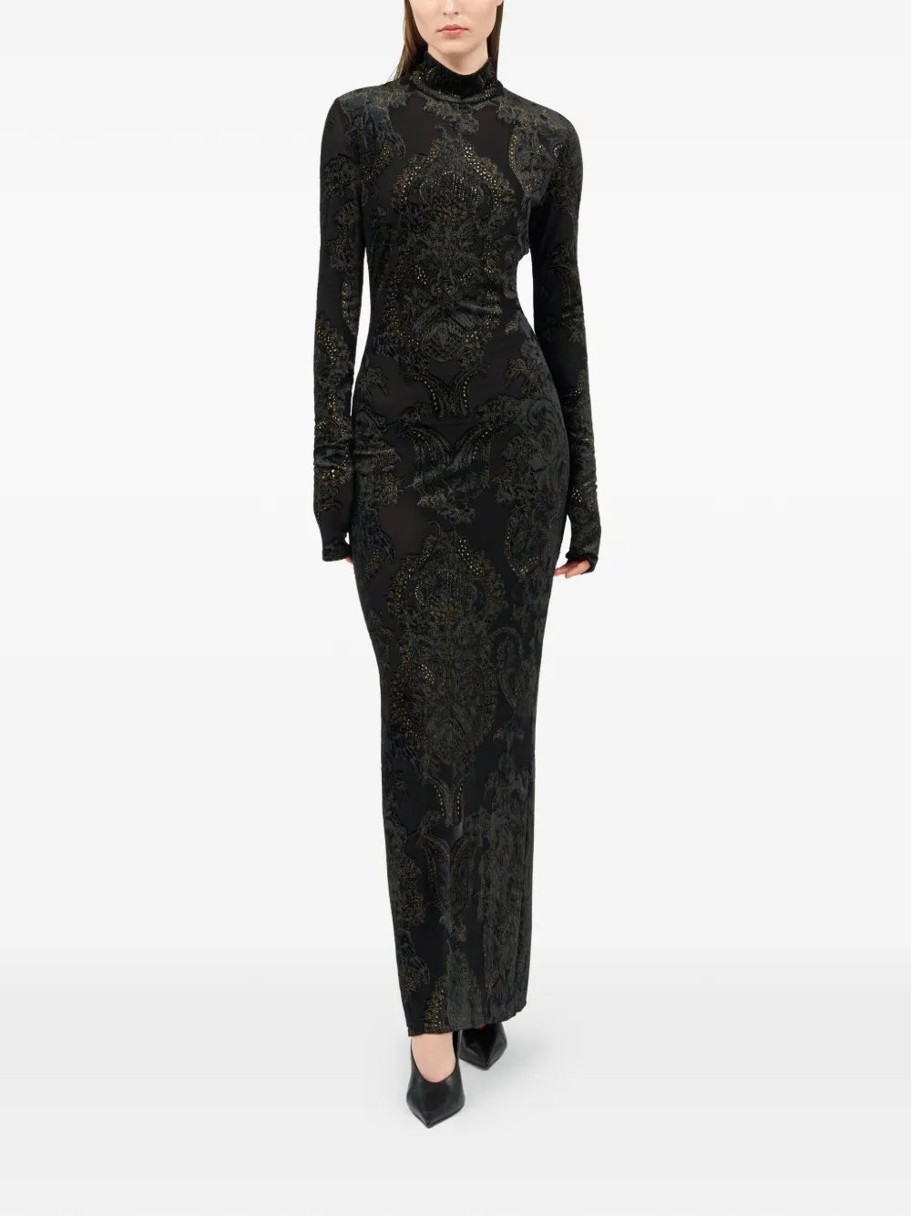 Roberto Cavalli Ornamental Print Mock Neck Dress