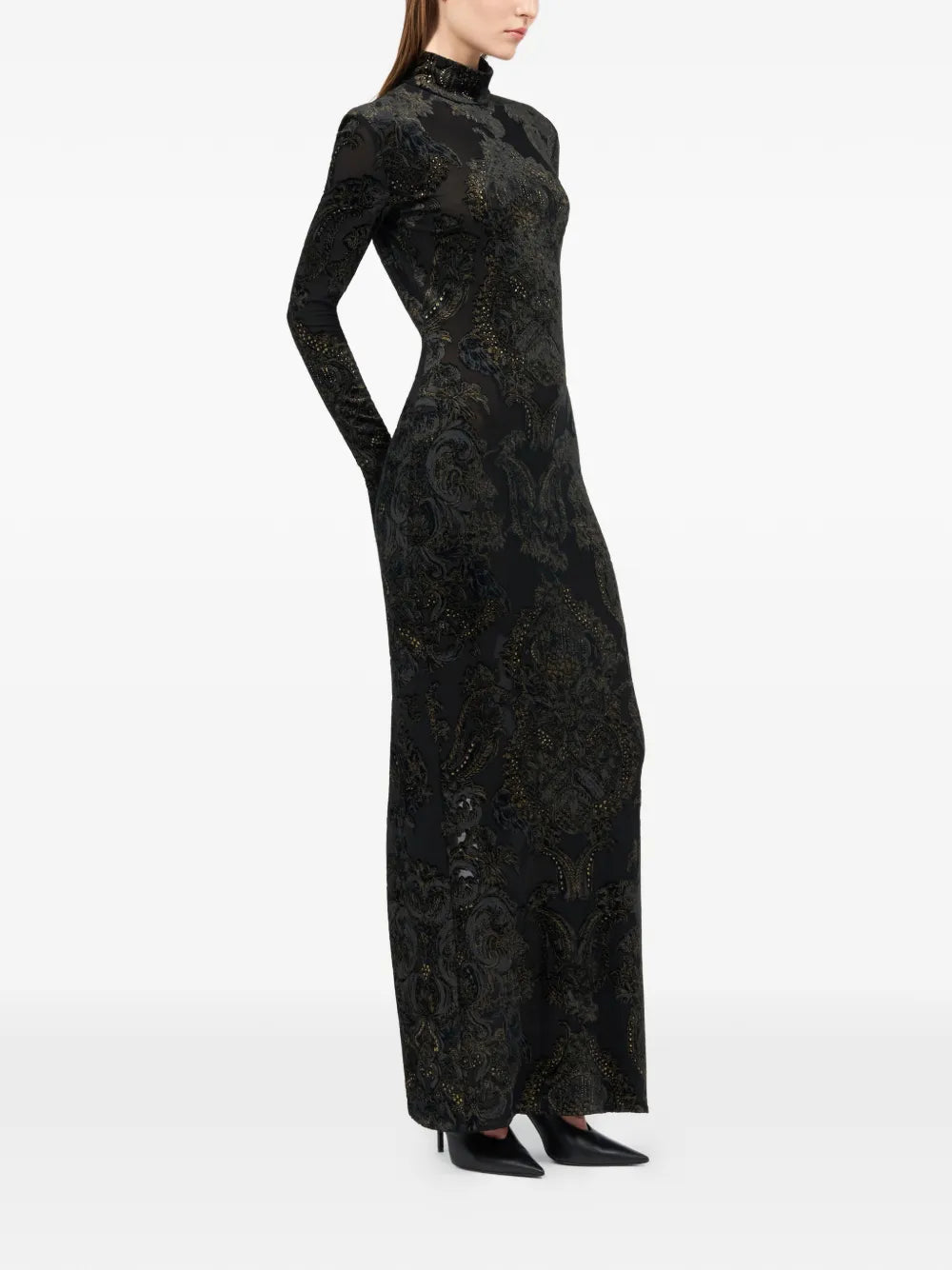Roberto Cavalli Ornamental Print Mock Neck Dress