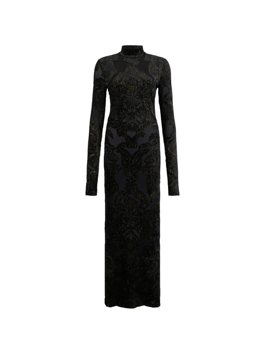 Roberto Cavalli Ornamental Print Mock Neck Dress