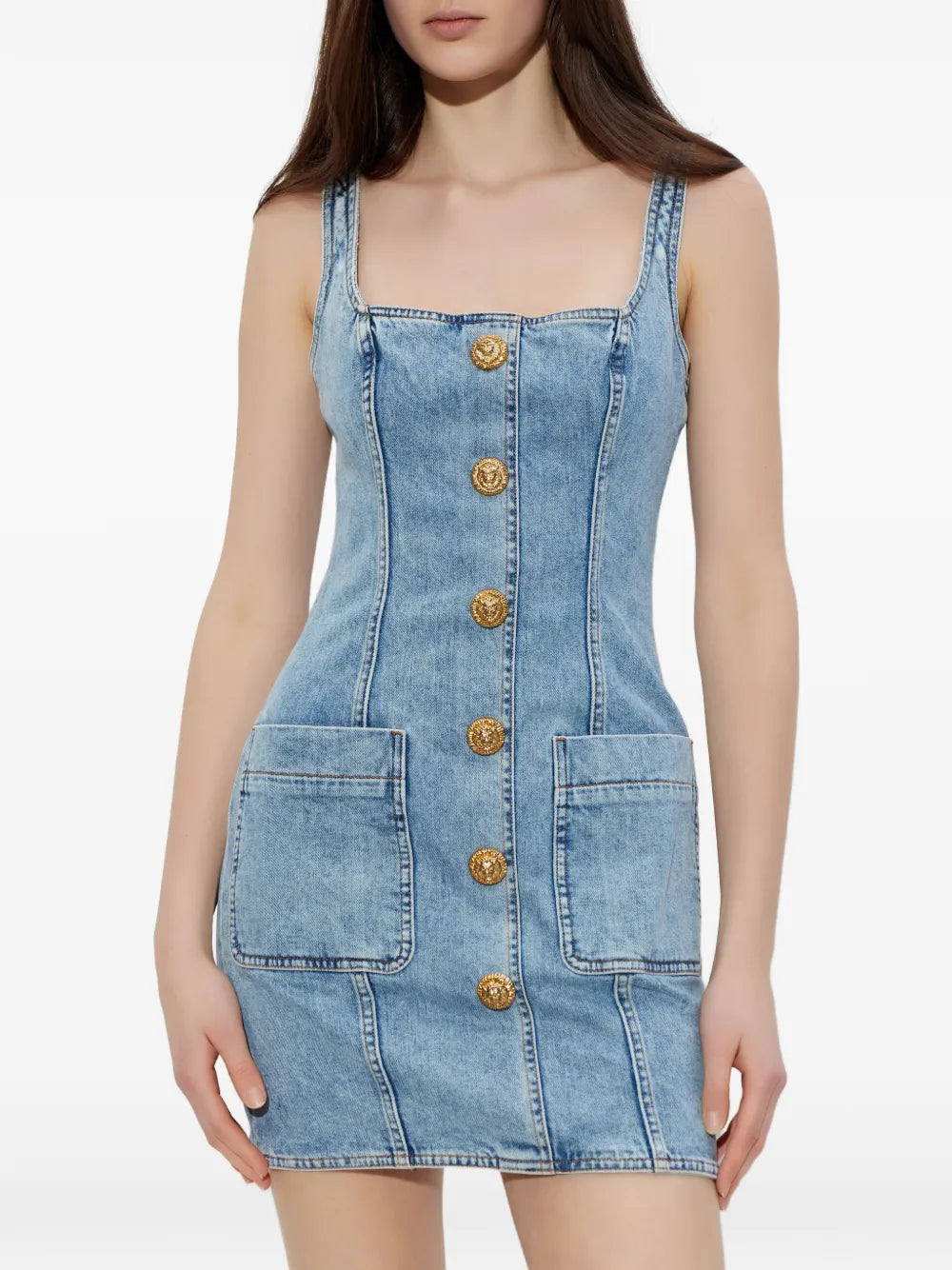 Balmain Button Front Denim Dress