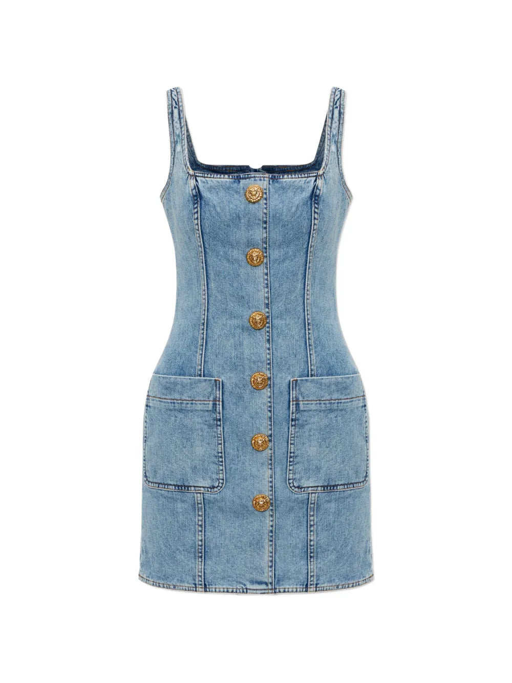 Balmain Button Front Denim Dress