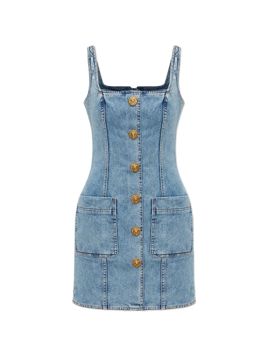Balmain Button Front Denim Dress