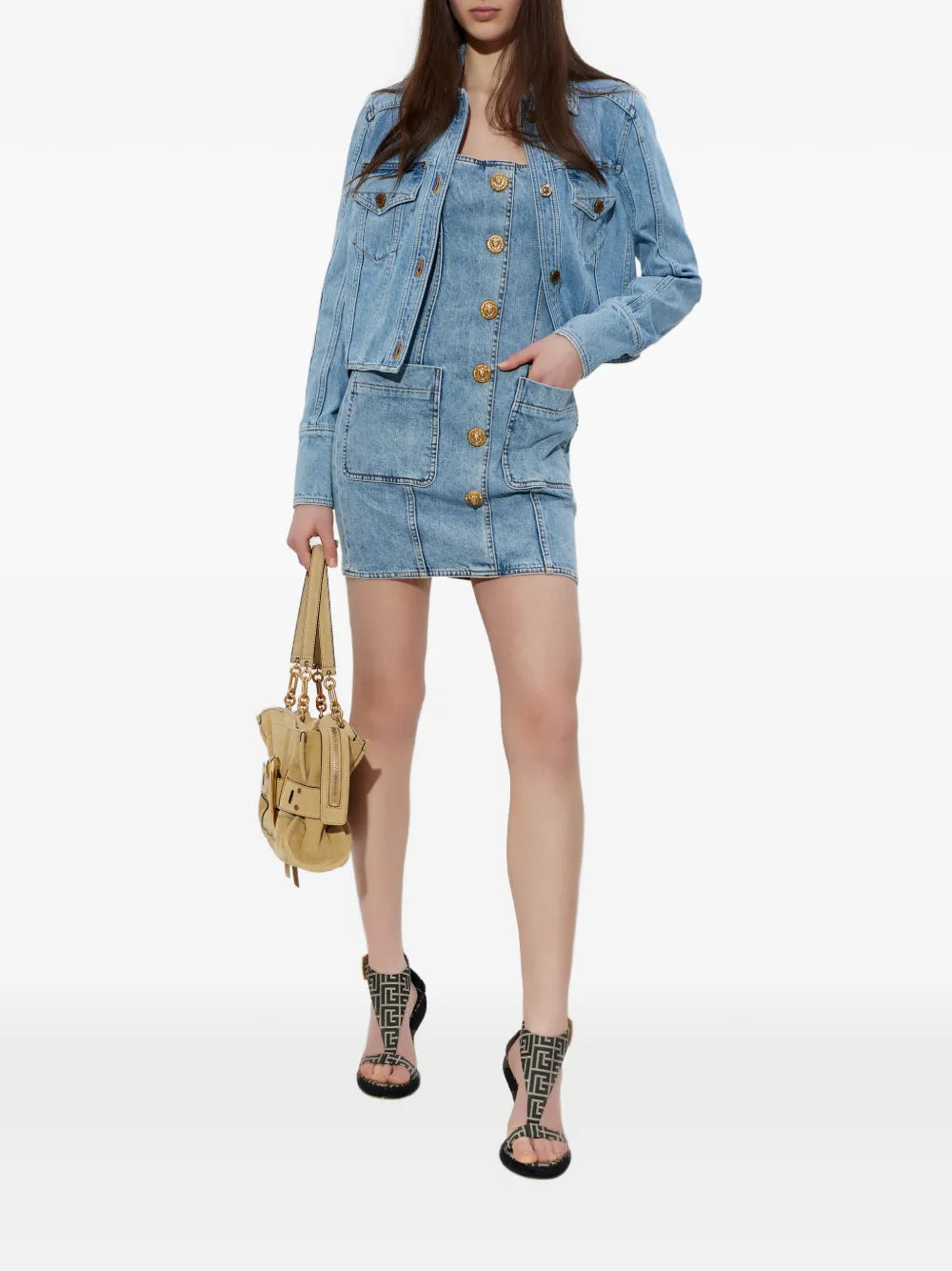 Balmain Button Front Denim Dress