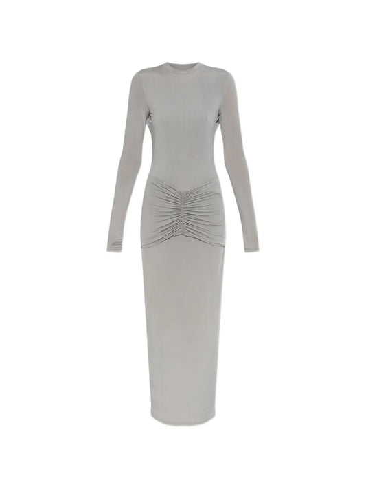 Balmain Ruched Open Back Maxi Dress