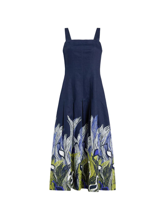 Marie Oliver Dixon Square Neck Printed Midi Dress