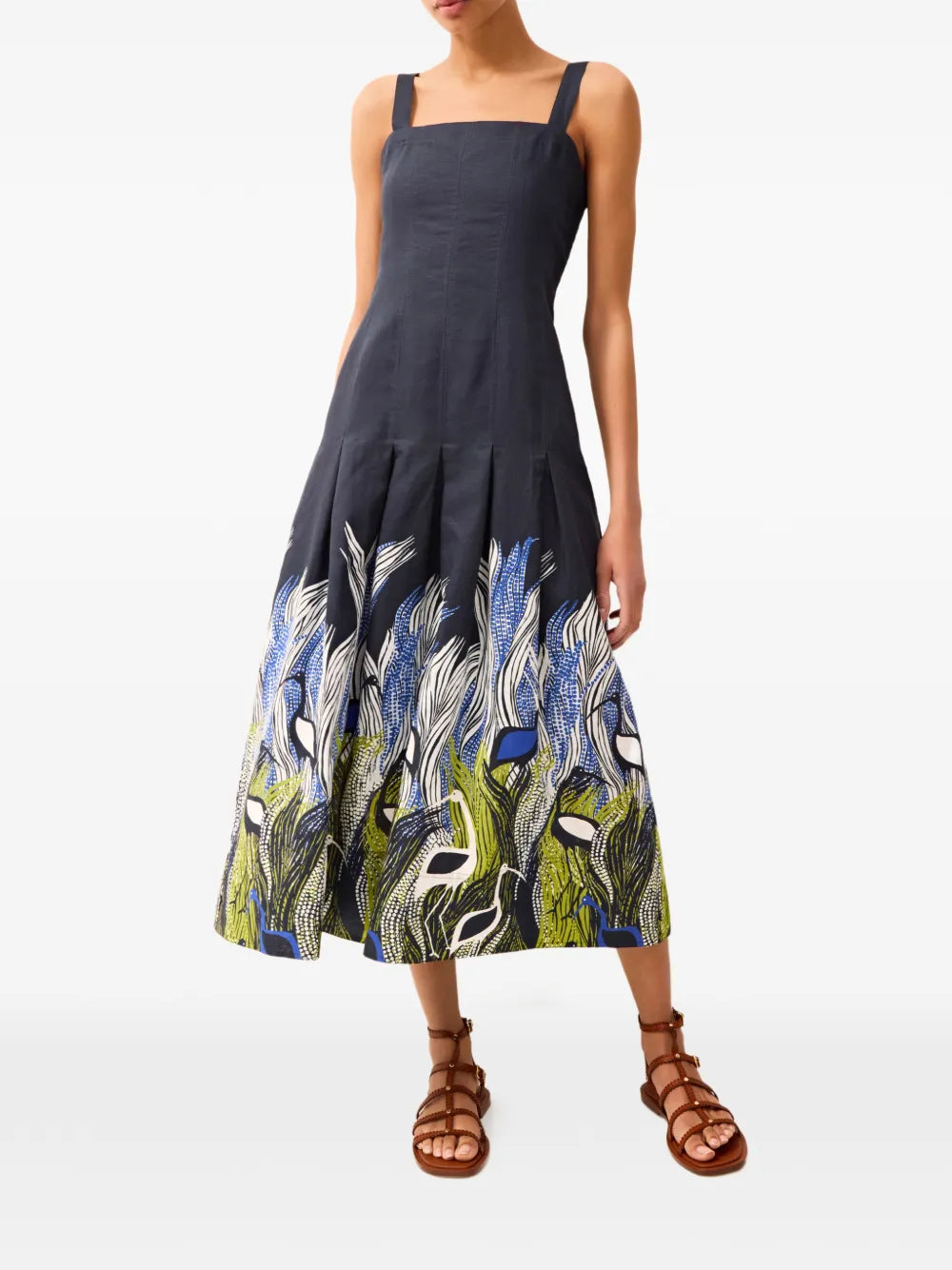 Marie Oliver Dixon Square Neck Printed Midi Dress