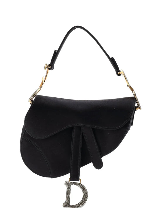 Christian Dior Pre Owned Saddle Handbag Satin With Crystals Mini Shoulder Bag