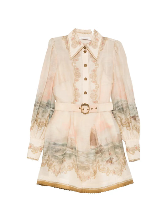 Zimmermann Rebellion Marine Long Sleeve Dress