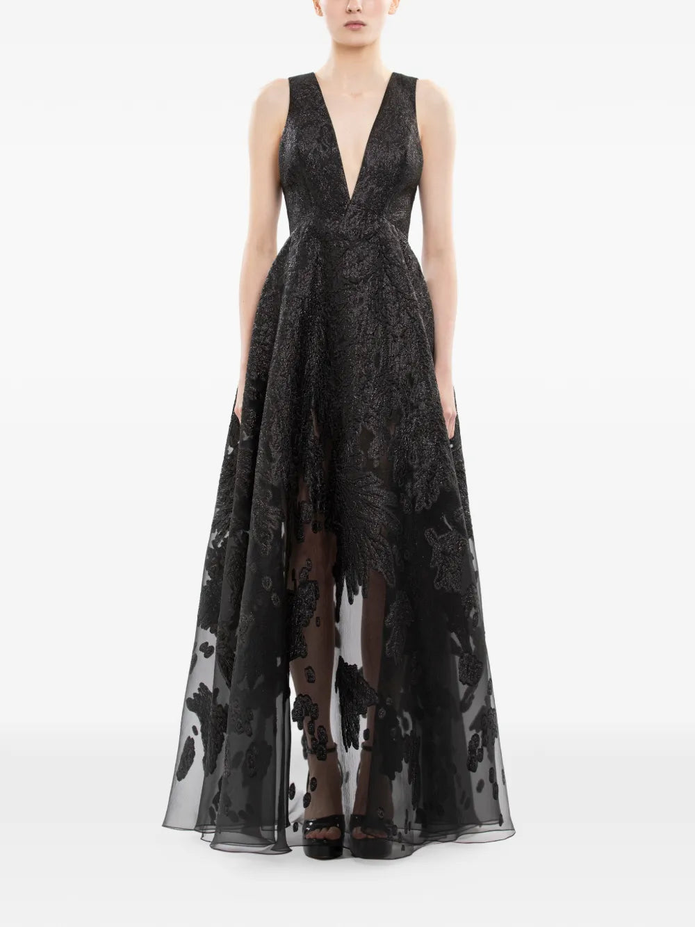 Saiid Kobeisy Brocade V Neck Maxi Dress