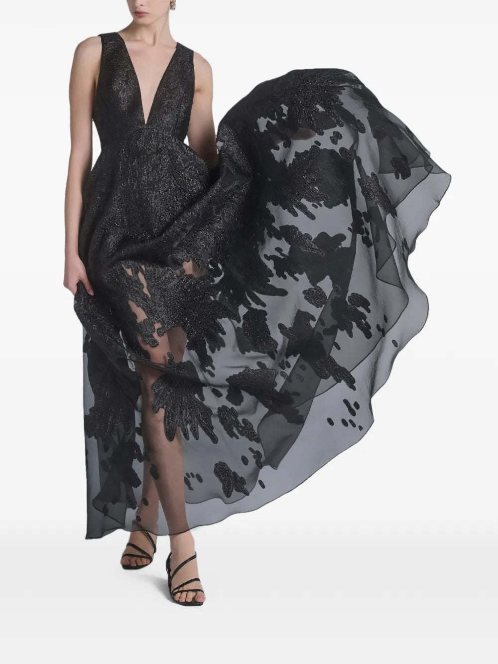 Saiid Kobeisy Brocade V Neck Maxi Dress