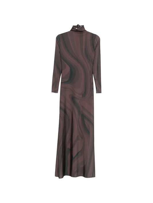 Atu Body Couture Roll Neck Print Maxi Dress