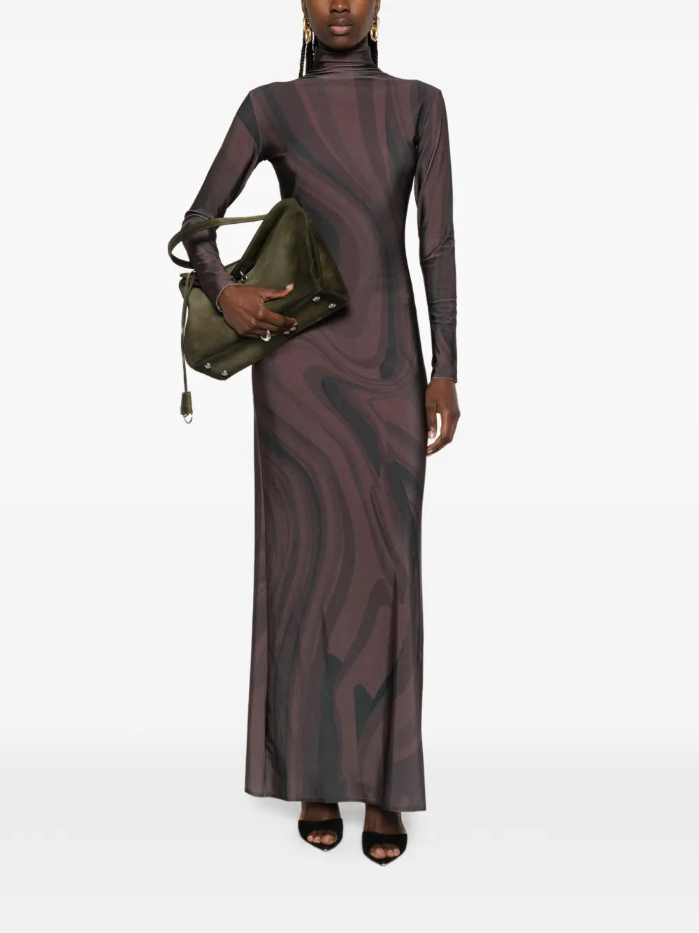 Atu Body Couture Roll Neck Print Maxi Dress