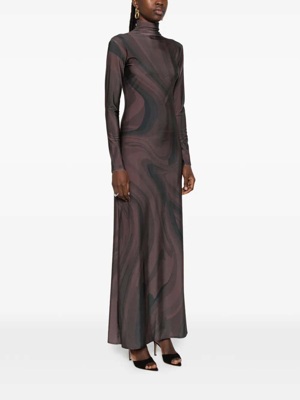 Atu Body Couture Roll Neck Print Maxi Dress