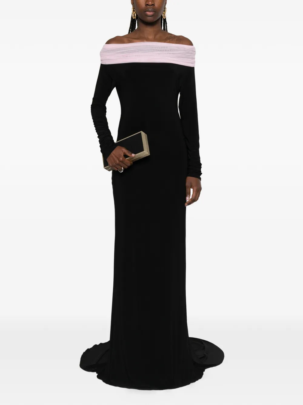 Atu Body Couture Crown Off Shoulder Long Sleeve Maxi Dress