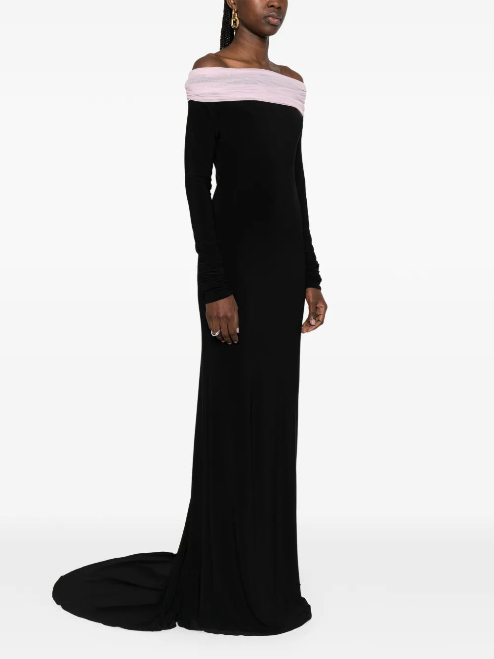 Atu Body Couture Crown Off Shoulder Long Sleeve Maxi Dress