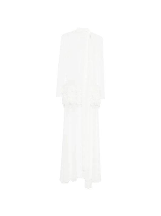 Atu Body Couture Feather High Neck Maxi Dress