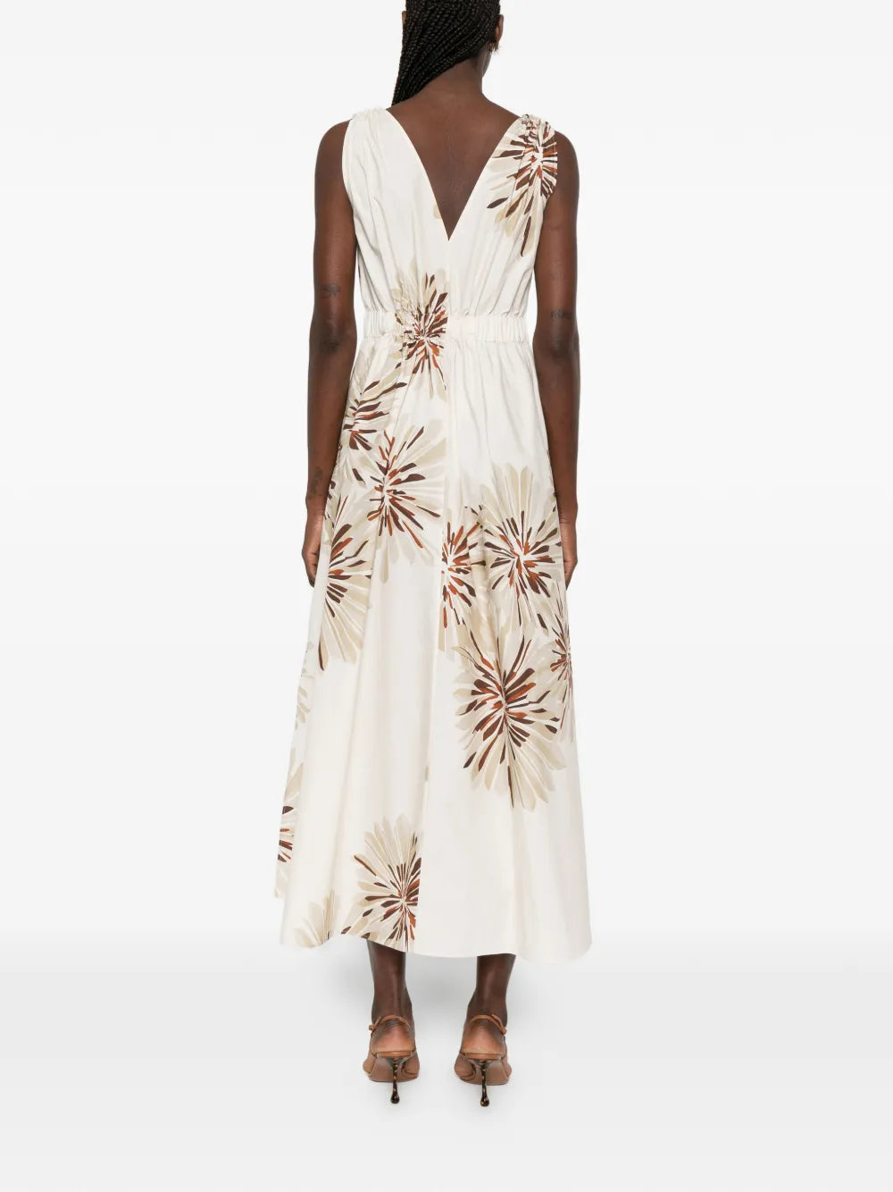 Brunello Cucinelli Floral Belted Midi Dress