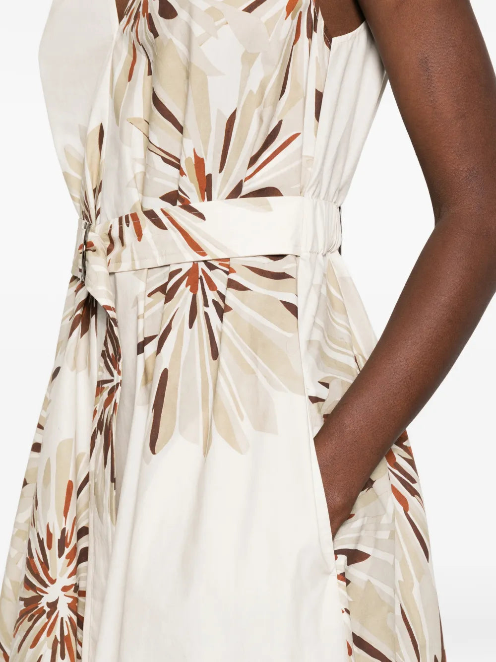 Brunello Cucinelli Floral Belted Midi Dress