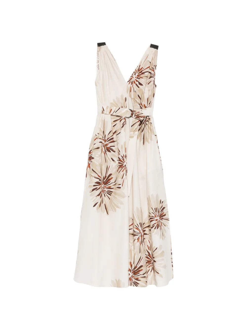 Brunello Cucinelli Floral Belted Midi Dress