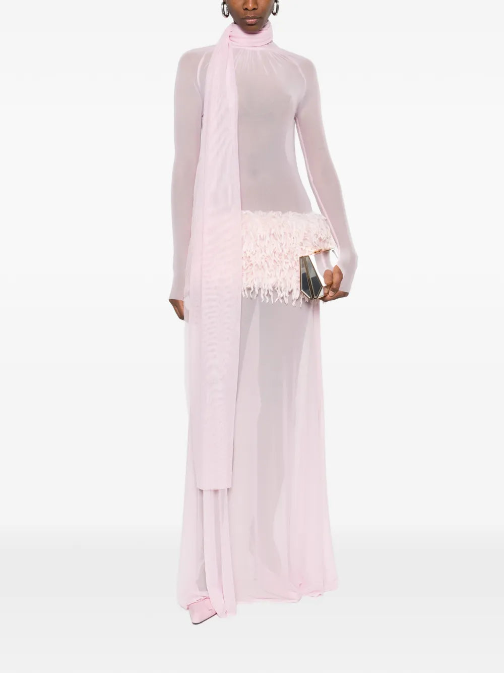 Atu Body Couture Feather Scarf Maxi Dress