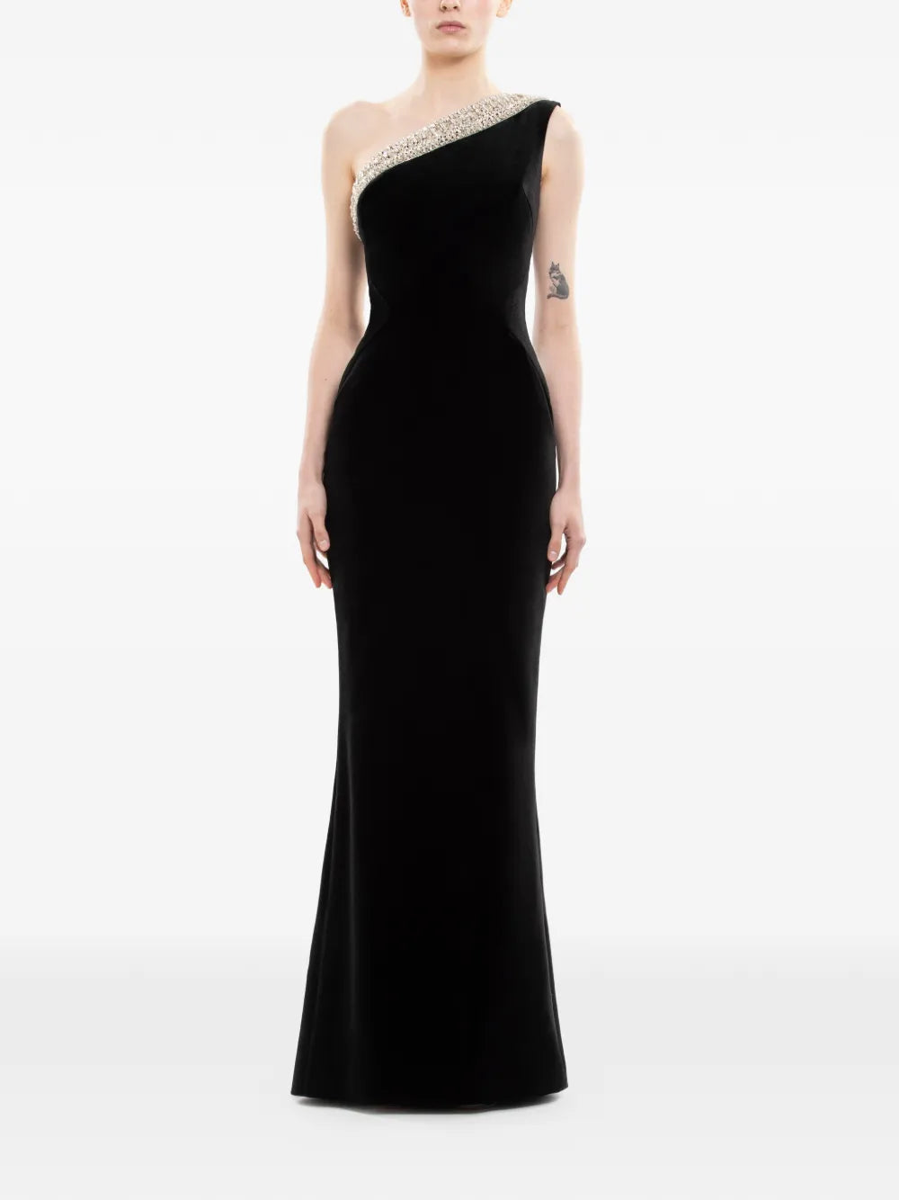 Saiid Kobeisy Crystal One Shoulder Maxi Dress