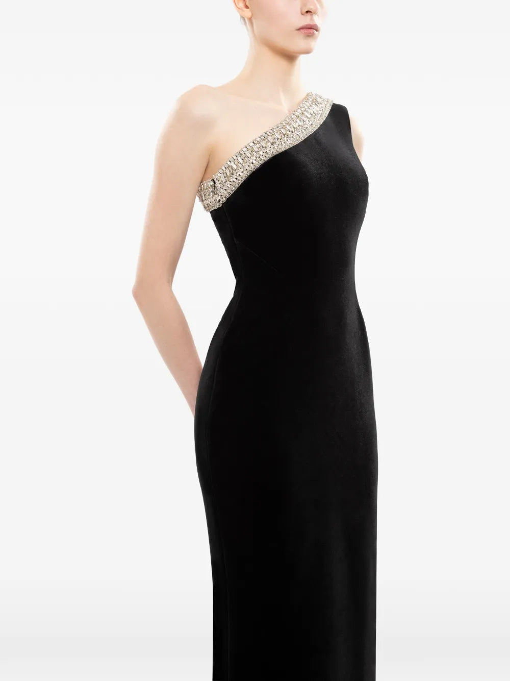 Saiid Kobeisy Crystal One Shoulder Maxi Dress