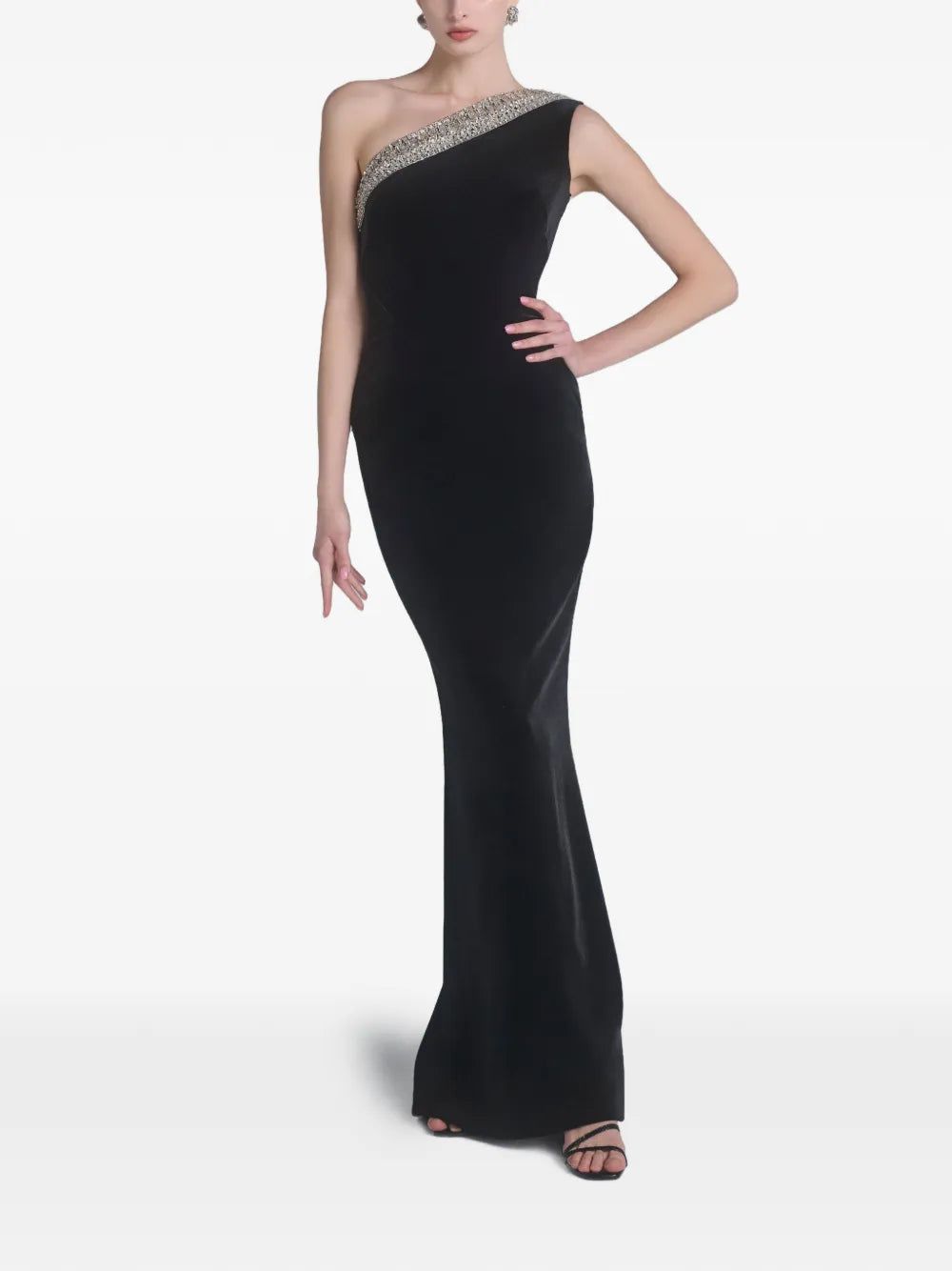 Saiid Kobeisy Crystal One Shoulder Maxi Dress