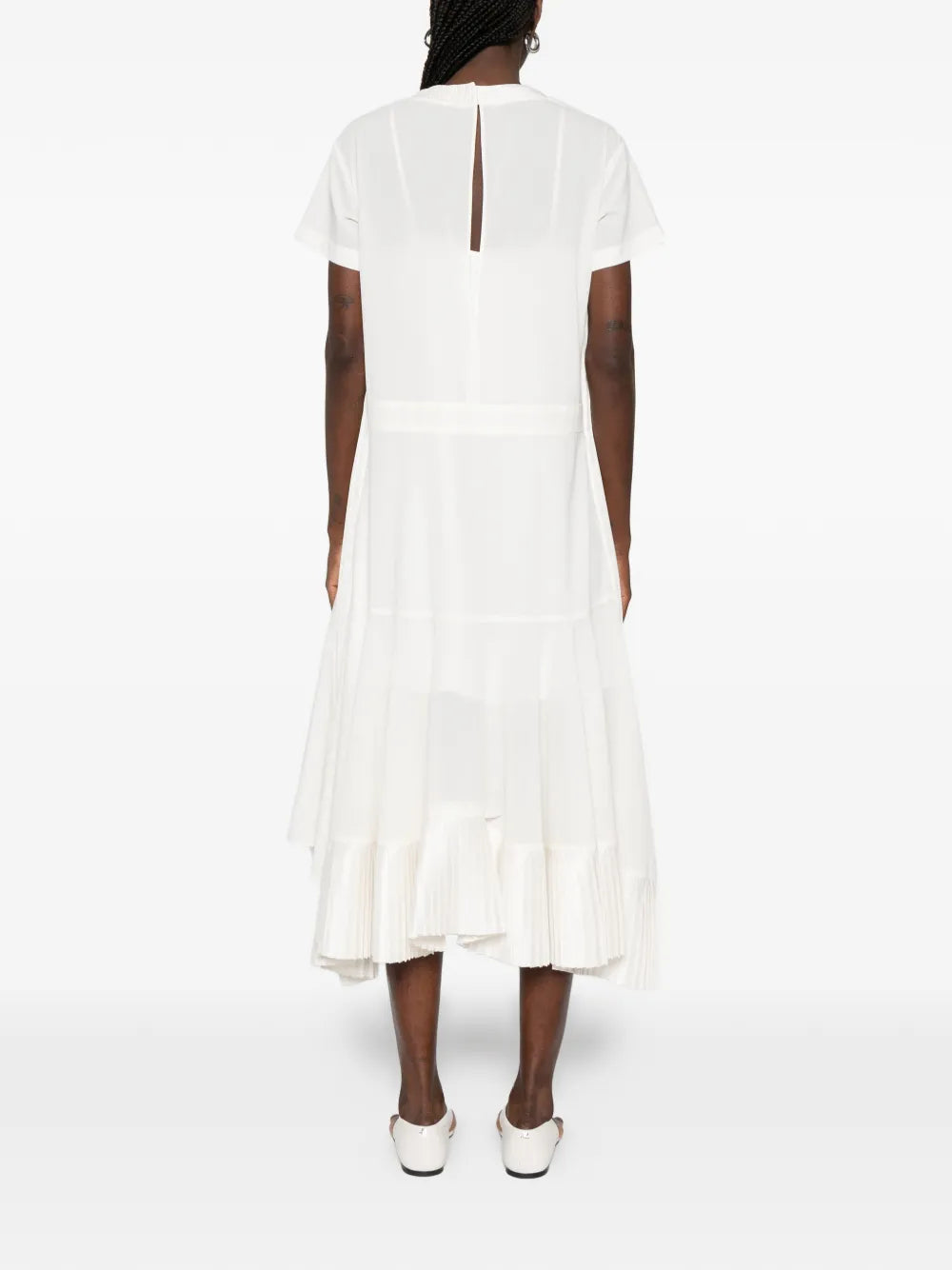 Sacai Ruffled Short Sleeve Asymmetric Dress