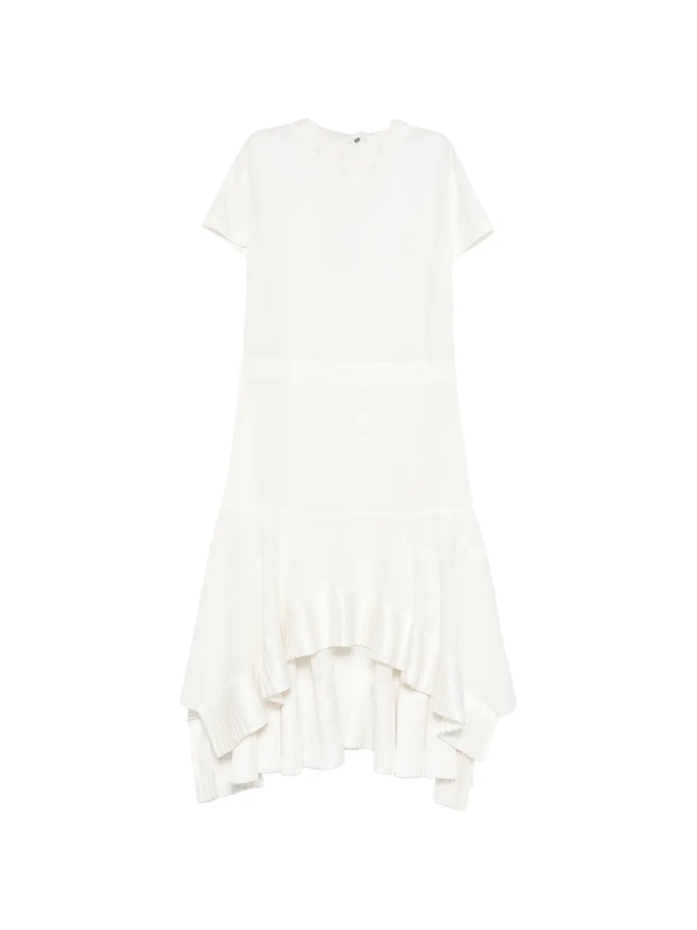 Sacai Ruffled Short Sleeve Asymmetric Dress