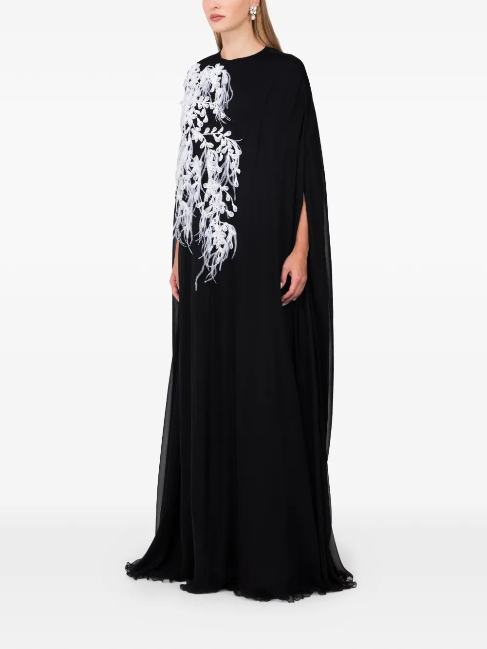 Dina Melwani Feather Print Maxi Dress