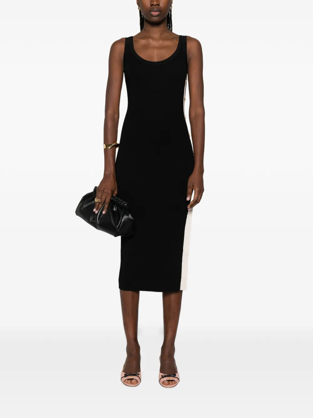 Elisabetta Franchi Button Detail Sleeveless Midi Dress