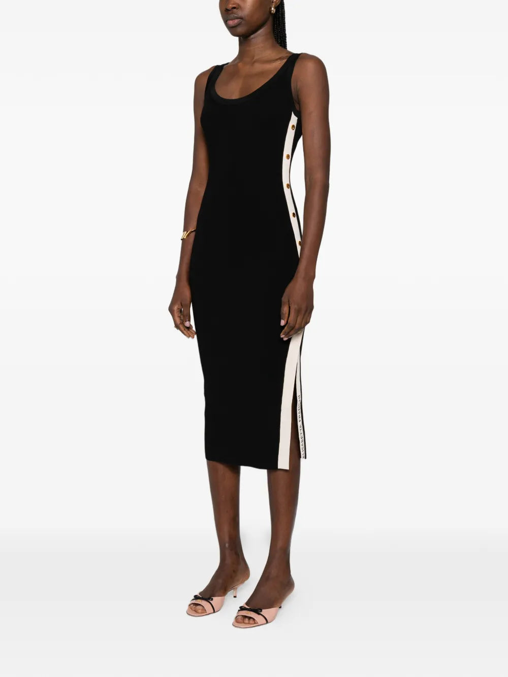 Elisabetta Franchi Button Detail Sleeveless Midi Dress