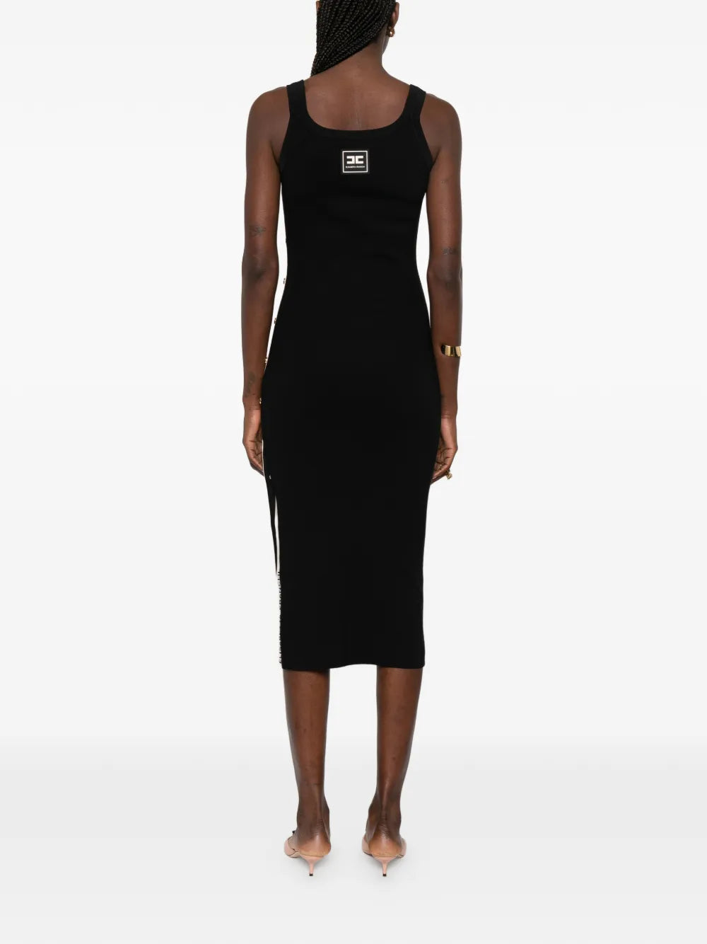 Elisabetta Franchi Button Detail Sleeveless Midi Dress