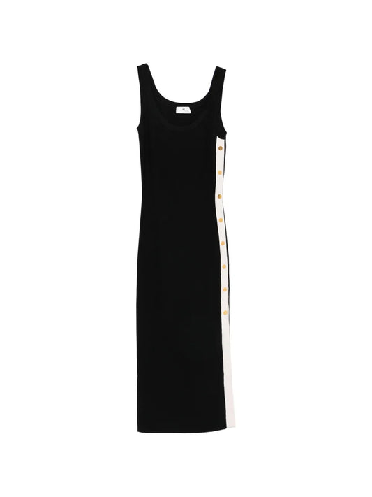 Elisabetta Franchi Button Detail Sleeveless Midi Dress