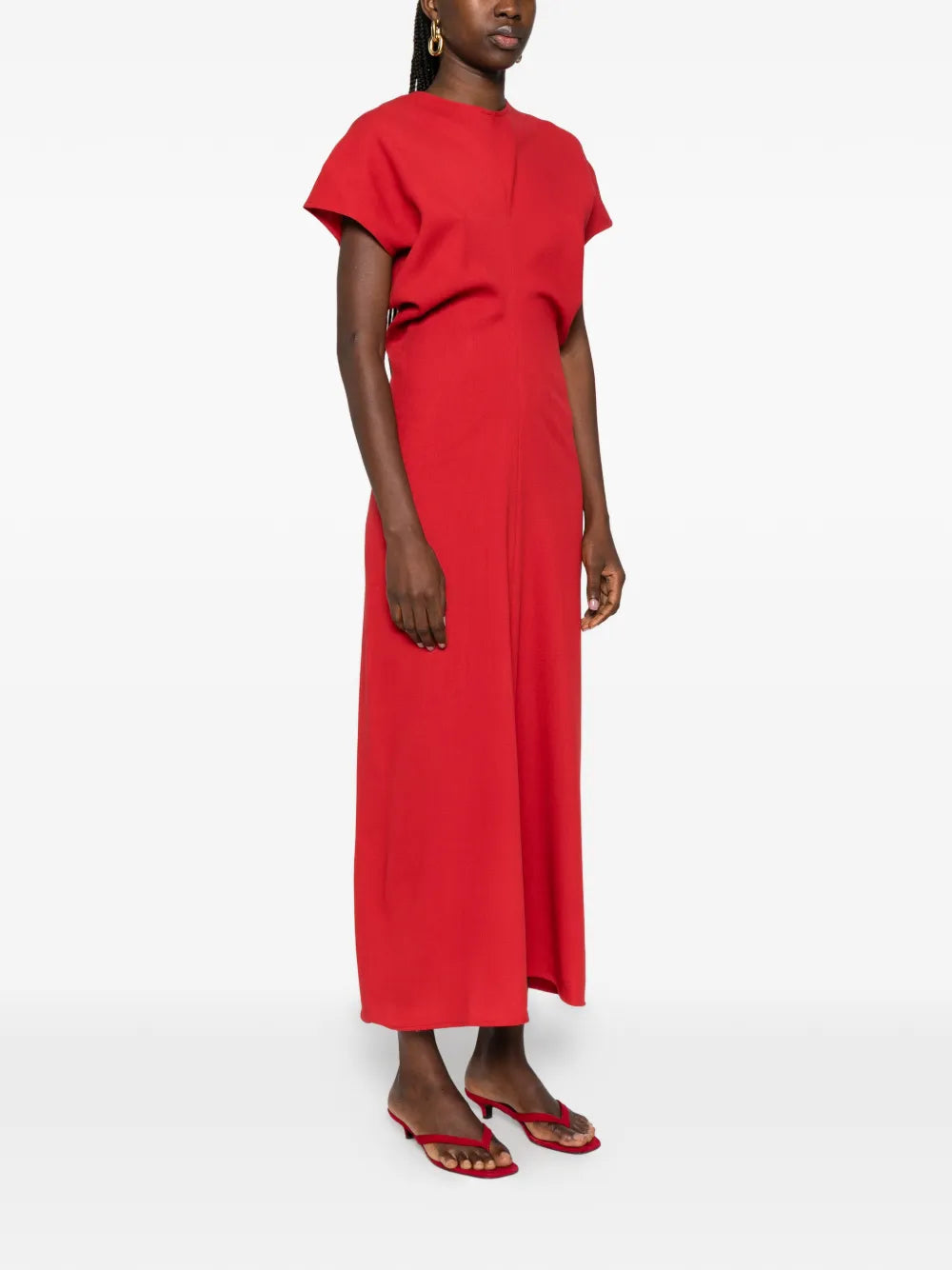 Toteme Slouch Waist Short Sleeve Midi Dress