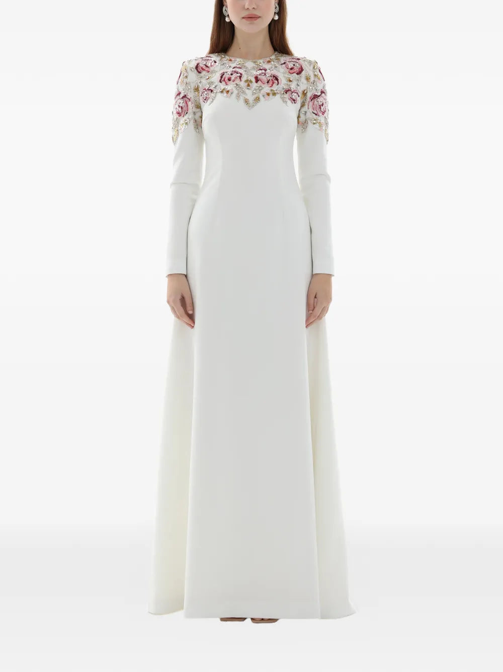 Dina Melwani Long Sleeves Maxi Dress