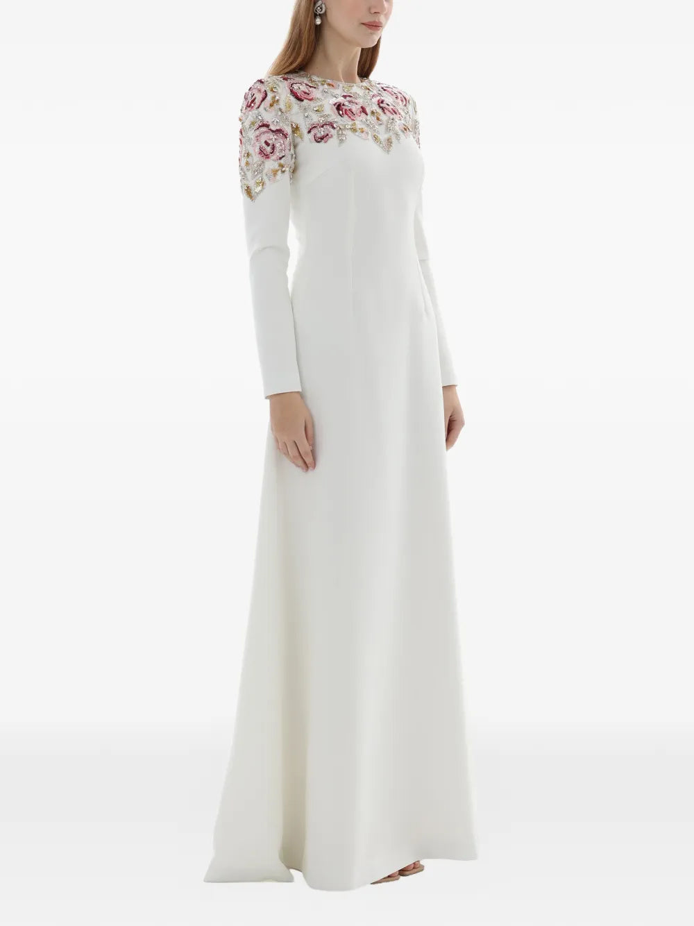 Dina Melwani Long Sleeves Maxi Dress