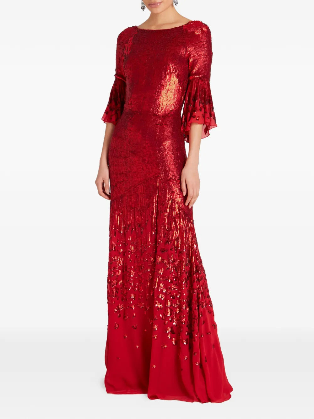 Temperley London Celestial Sequin Embellished Flared Sleeve Maxi Dress