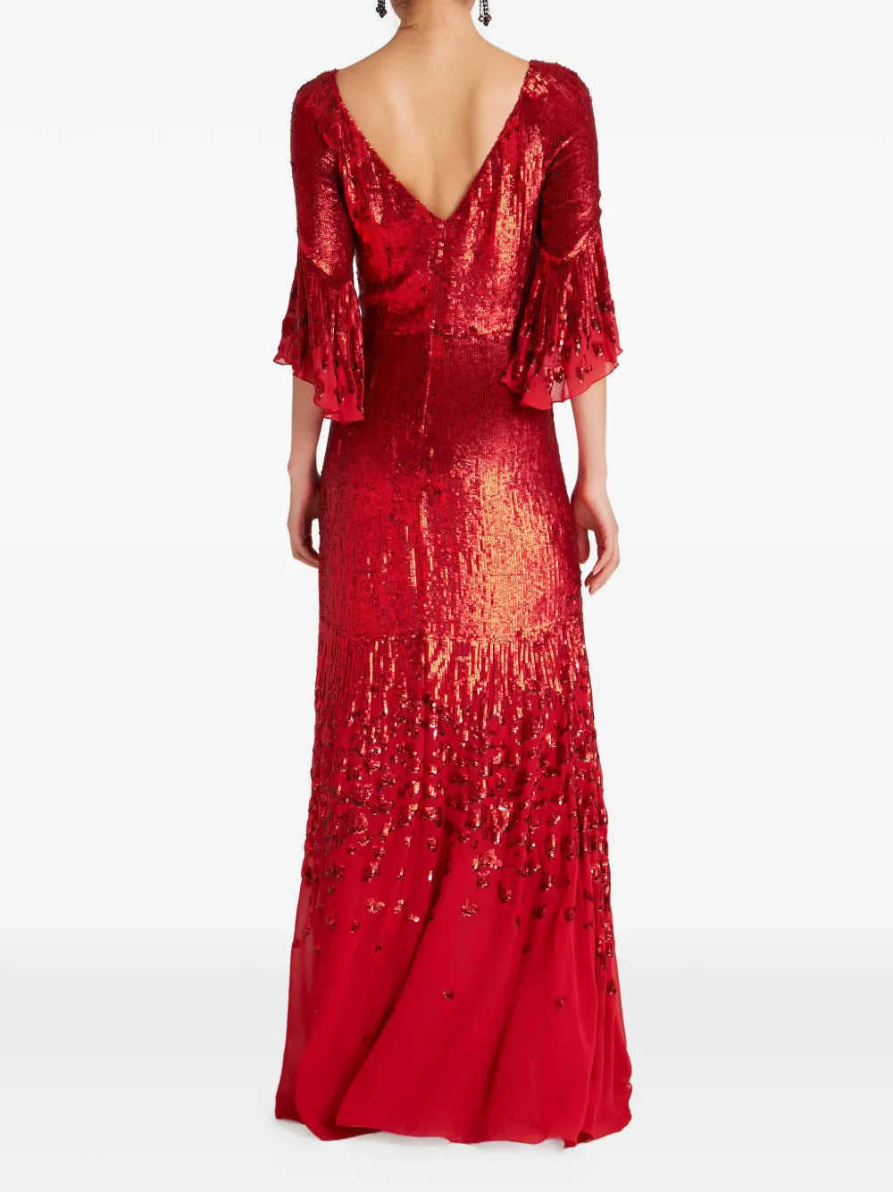Temperley London Celestial Sequin Embellished Flared Sleeve Maxi Dress