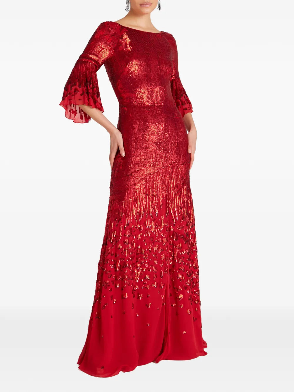 Temperley London Celestial Sequin Embellished Flared Sleeve Maxi Dress