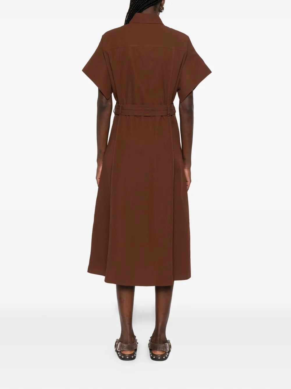 Pinko Belted Buttoned Midi Shirt Dress